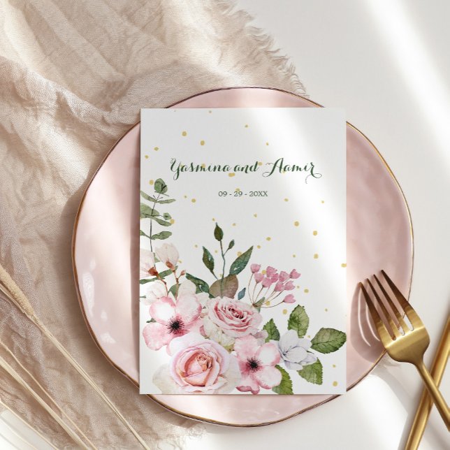 Invitación Boda Islámico Bismillah Elegante Foliage Floral (Subido por el creador)
