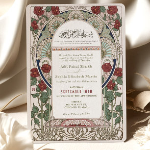 Invitación Boda islámico de Borgoña Art Nouveau Mucha