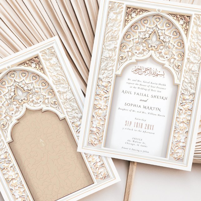 Invitación Boda islámico de lujo intrincado Gold Ivory (Subido por el creador)