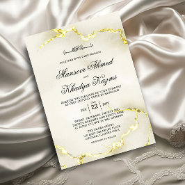 Invitación Boda islámico de lujosa textura de mármol de oro