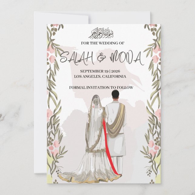 Invitación Boda islámico de Moden, nikah, walima, invitar (Anverso)