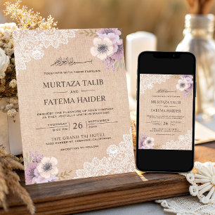 Invitación Boda islámico floral rosa de la flor ruidosa