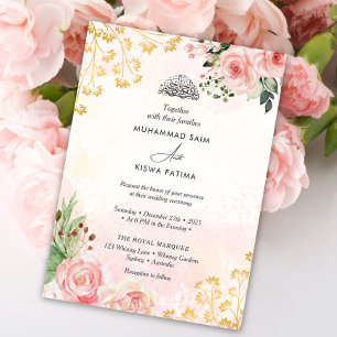 Invitación Boda islámico floral rosa Roses