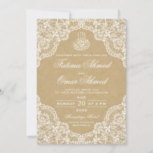 Invitación Boda islámico islámico de encaje ruso vintage