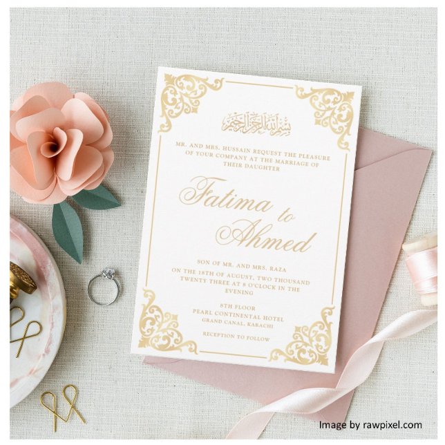 Invitación Boda islámico islámico de oro (Subido por el creador)