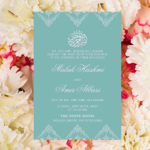 Invitación Boda islámico musulmán ligero de origen Verde azul