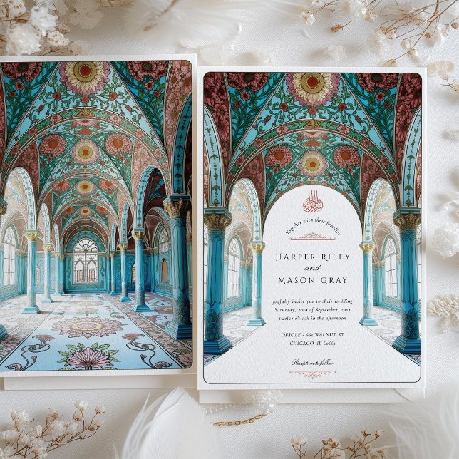 Invitación Boda islámico Ornate Floral Arch & Dome (Subido por el creador)
