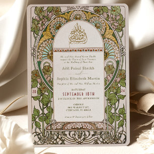 Invitación Boda islámico verde sabio otomano turco