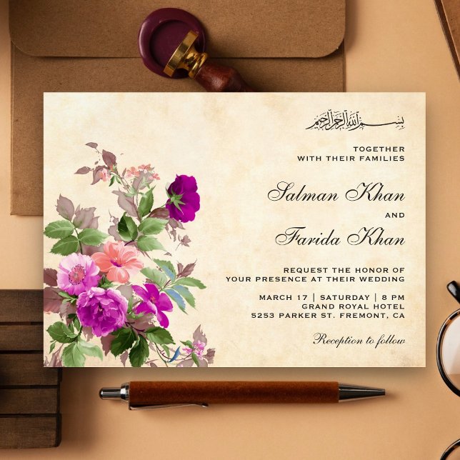 Invitación Boda islámico violeta de color púrpura (Subido por el creador)