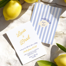 Boda italiana con rayas amarillas y azules escrita