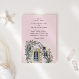 Invitación Boda italiana mediterránea de acuarela pastel
