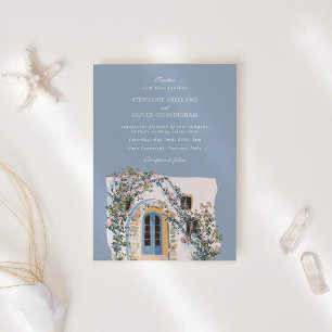 Invitación Boda italiana mediterránea de acuarela pastel