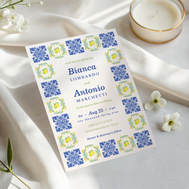 Invitación Boda italiano Amalfi Coast Lemon Tile (Subido por el creador)
