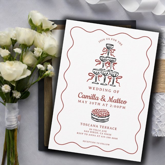 Invitación Boda italiano de garabatos caprichosos (Subido por el creador)