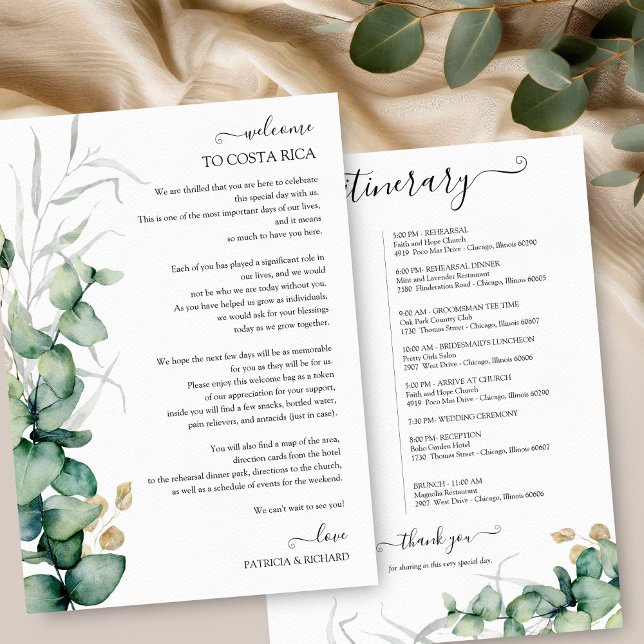 Invitación Boda Itinerario de Fin de Semana Eucalyptus (Subido por el creador)