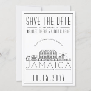 Invitación Boda Jamaicana Silueta Estilizada Fecha de Guardad
