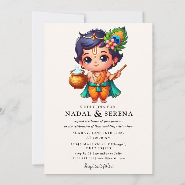 Invitación boda janmashtami (Anverso)