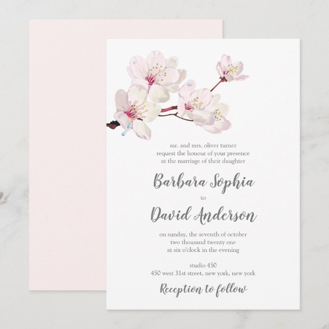 Invitación Boda japonés Cherry Blossom Sakura (Anverso / Reverso)