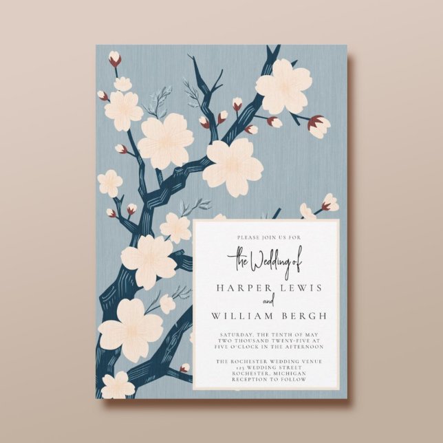Invitación Boda japonés de flores de cerezo (Subido por el creador)