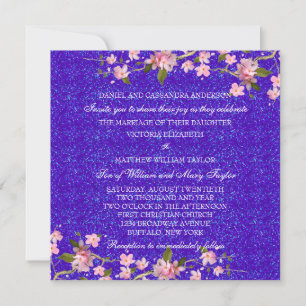 Invitación Boda japonés de flores de cerezo rosado