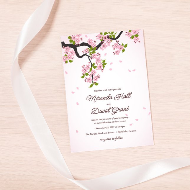 Invitación Boda japonés de flores de cerezo rosado sakura (Subido por el creador)