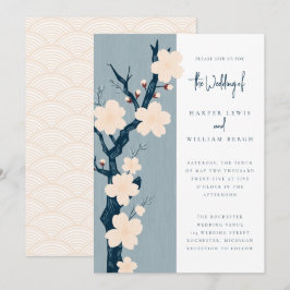 Invitación Boda japonés de la floración del cerezo