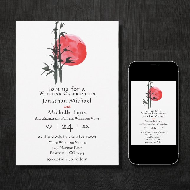 Invitación Boda japonés de sol y bambú (Subido por el creador)