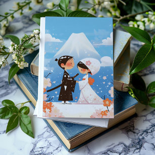 Invitación Boda japonés, pareja de amigos