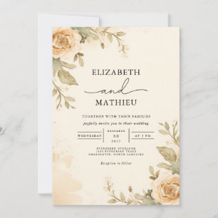 Invitación Boda Jardín Botánico de Floral Ochre Dorada