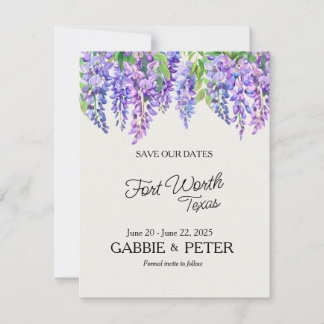 Invitación Boda Jardín Botánico de Flores Púrpura de Wisteria