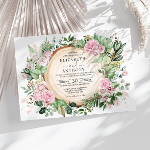 Invitación Boda Jardín Botánico de Rústica Polvorienta Rosa R