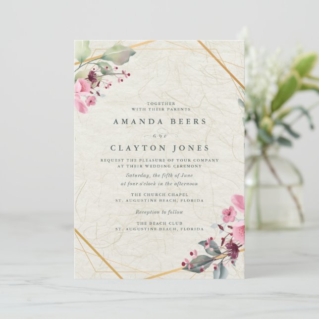 Invitación Boda Jardín Botánico Floral (Anverso de pie)