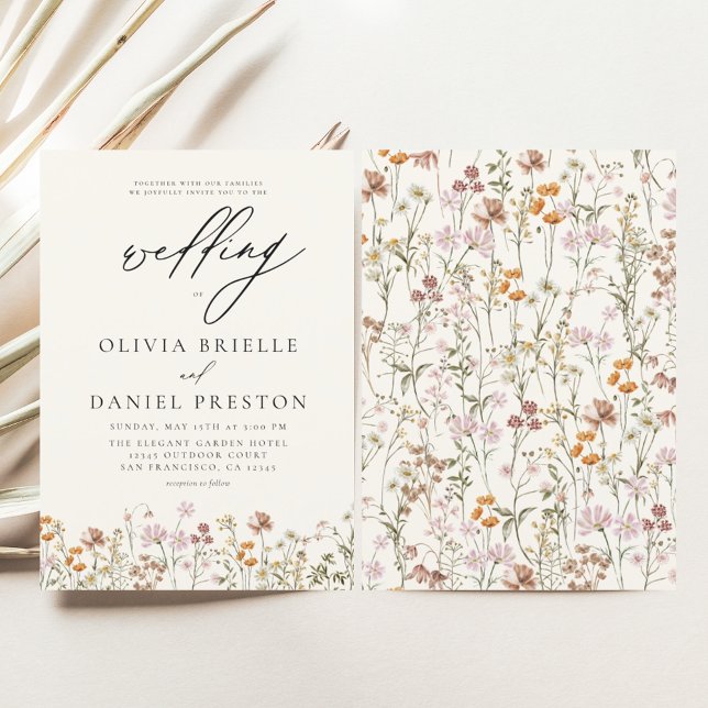 Invitación Boda Jardín de Flor de Flor Beige Boho (Subido por el creador)