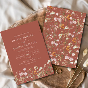 Invitación Boda Jardín de Flor Silvestre Terracotta Boho