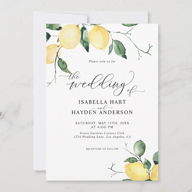 Invitación Boda Jardín de frutas de verano de verano de Lemon (Anverso)