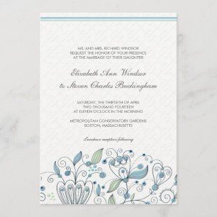 Invitación Boda Jardín de la Moda BOHO Azul