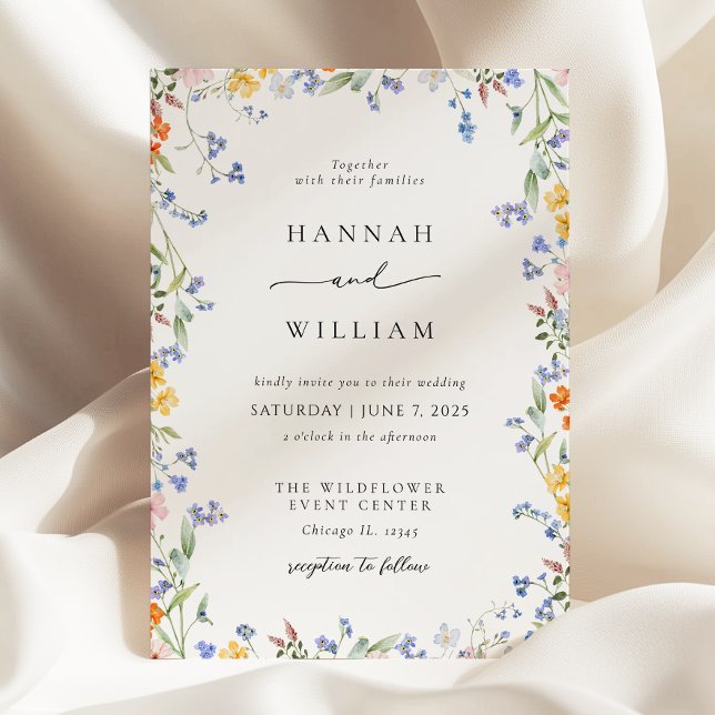 Invitación Boda Jardín del marco de flores silvestres de prim (Subido por el creador)