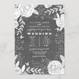 Invitación Boda Jardín inspirada en el tablero de Chalkboard 