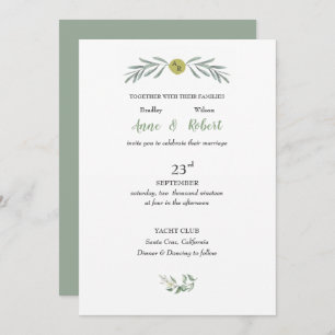 Invitación Boda Jardín italiano Verde Sale Círculo de Oro