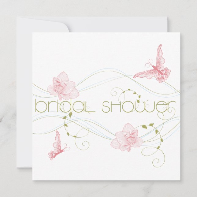 Invitación Boda Jardín Lilies Rosa Ducha Bridal (Anverso)