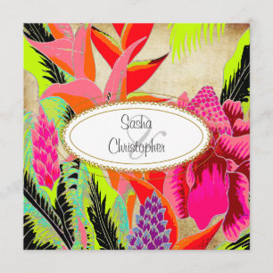 Invitación Boda jengibre de antorchas + heliconia/luau