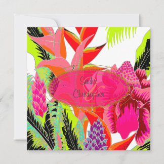 Invitación Boda jengibre de antorchas + heliconia/luau