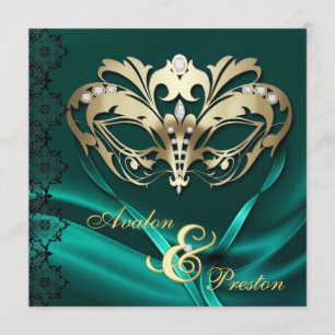 Invitación Boda Jeweled trullo de la mascarada del oro