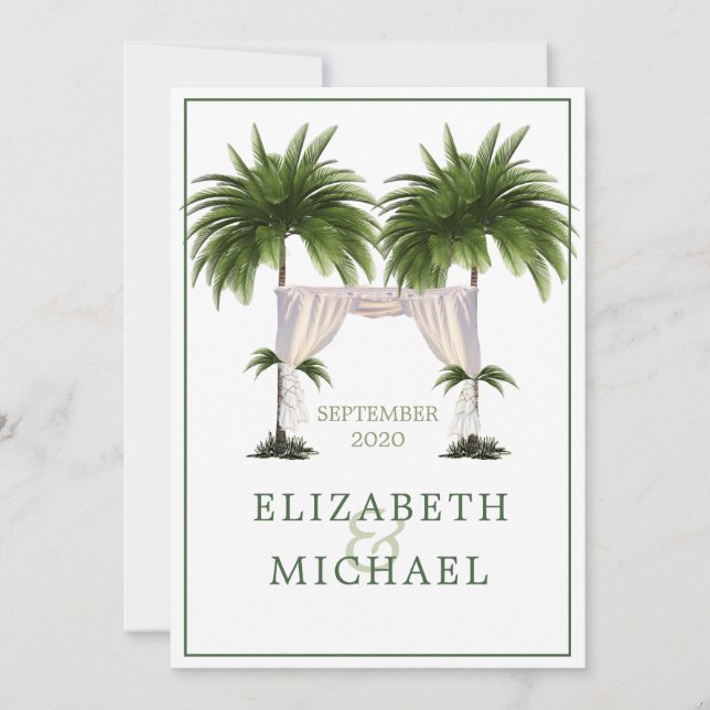 Invitación Boda judío Chuppah Elegante Palm Moderno (Anverso)
