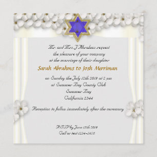 Invitación Boda judío de flores blancas