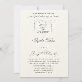 Invitación Boda judío de la frontera de la hoja de oro Chuppa