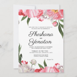 Invitación Boda judío elegante acuarela floral