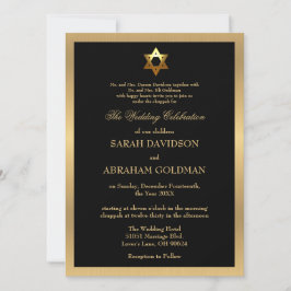 Invitación Boda judío tradicional formal dorado negro