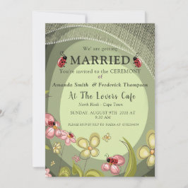 Invitación Boda juguetona verde y mariquita