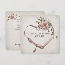 Invitación boda jurar renovación de la cinta corazón con anil